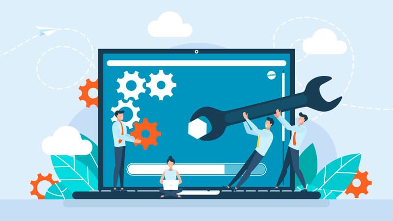 Zoom sur un écran d'ordinateur avec une action en cours